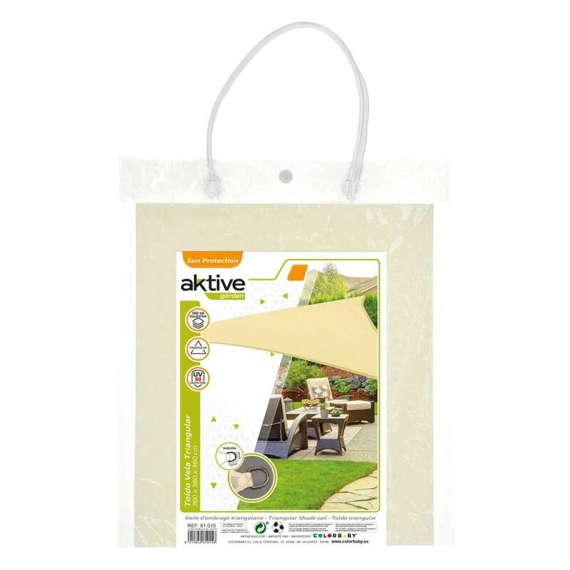 Aktive Garden Uv50 Store Triangulaire Couleur Crème 4 Aktive Garden Uv50 Store Triangulaire Couleur Crème – Image 4
