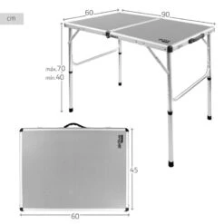 AKTIVE - Table De Camping Pliante, Réglable En 2 Hauteurs, 90x60x40/70 Cm, Gris -Camping En Plein Air aktive table de camping pliante reglable en 2 hauteurs 90x60x4070 cm gris 3