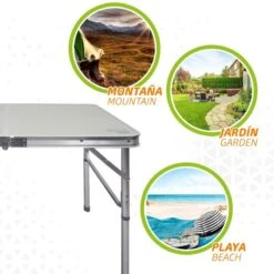 AKTIVE - Table Pliante Avec 2 Tabourets Et Poignée De Transpor, Gris -Camping En Plein Air aktive table pliante avec 2 tabourets et poignee de transpor gris 3