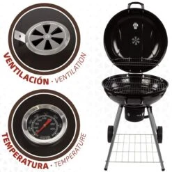 Barbecue Portable Rond Au Charbon De Bois Avec Couvercle Aktive -Camping En Plein Air barbecue portable rond au charbon de bois avec couvercle aktive 2