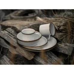 Barebones Assiettes Et Plateaux En émail - 2 Pièces - Coquille D'Oeuf -Camping En Plein Air barebones assiettes et plateaux en email 2 pieces coquille doeuf 2