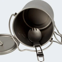 Batterie De Cuisine De Camping Set | Casseroles + Fourchette/Cuillère | Titane -Camping En Plein Air batterie de cuisine de camping set casseroles fourchettecuillere titane 2