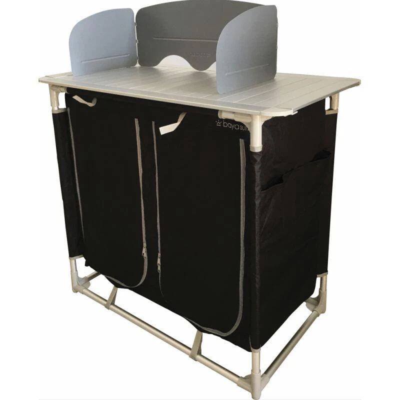 BAYASUN Meuble De Cuisine 4 Étagères Pieds Réglables Gris 3 BAYASUN Meuble De Cuisine 4 Étagères Pieds Réglables Gris – Image 3