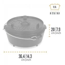 Petromax Dutch Oven FT6-6QT (avec Pieds) Et Levier De Couvercle -Camping En Plein Air petromax dutch oven ft6 6qt avec pieds et levier de couvercle 2