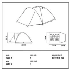 Tente De Camping - Alpinus REUS 4 - 4 Places -Camping En Plein Air tente de camping alpinus reus 4 4 places 2